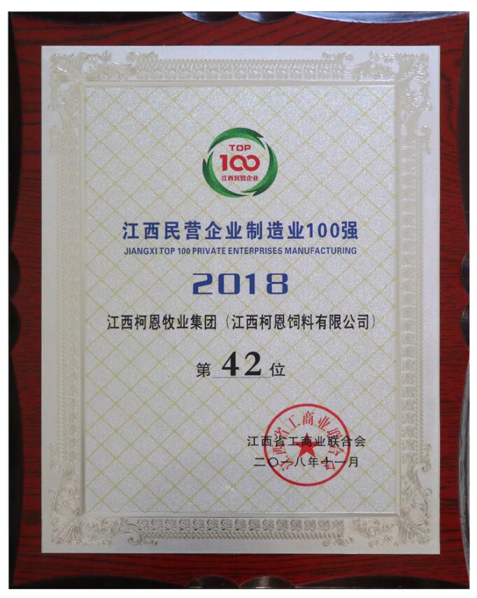 2018年江西民營(yíng)制造企業(yè)100強