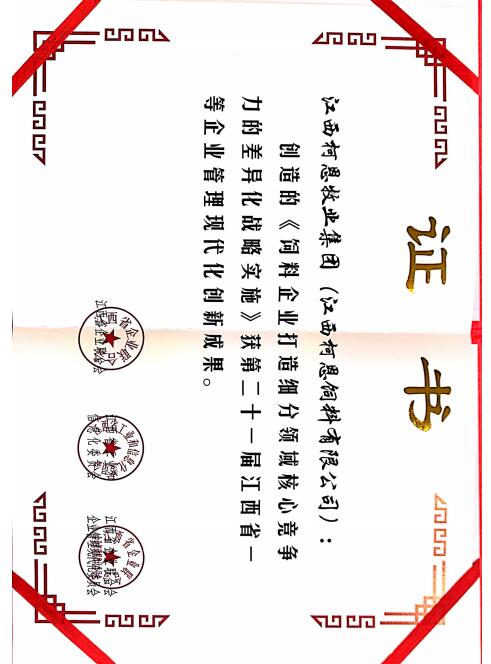 第二十一屆江西省一等企業(yè)管理現代化創(chuàng  )新成果（集團）